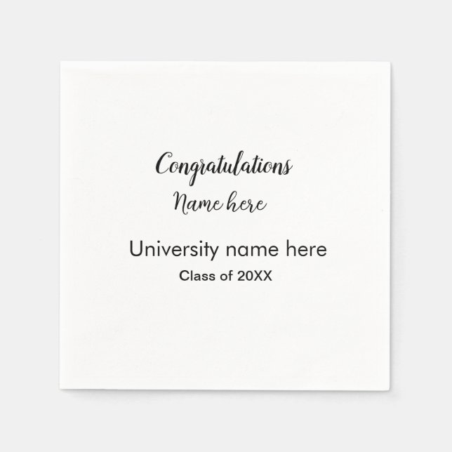 add your text simple graduate add school name cong napkin (Front)