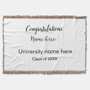 add your text simple graduate add school name cong throw blanket