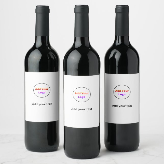 add your text simple minimal custom add your logo wine label (Bottles)