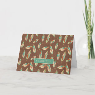 Add Your Text   Southwest Feather Pattern Thank You Card