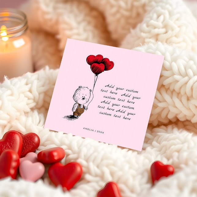 Add Your Text Teddy bear Budget valentines day Card (Creator Uploaded)