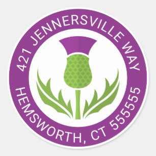 Add Your Text   Thistle Address Classic Round Sticker