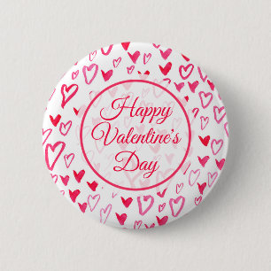 Add Your Text Watercolor Hearts Love Words 6 Cm Round Badge