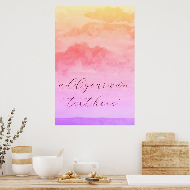 Add Your Text Watercolor Holography Landscaps Poster (Kitchen)