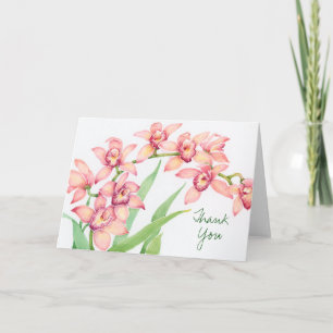 Add Your Text   Watercolor Pink Flowers Thank You Card