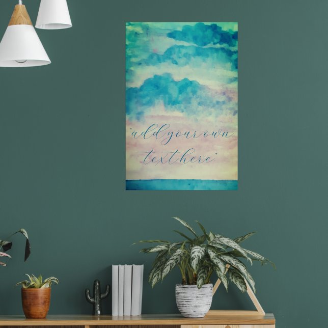 Add Your Text Watercolor Skies and Sea Landscape Poster (Living Room 1)