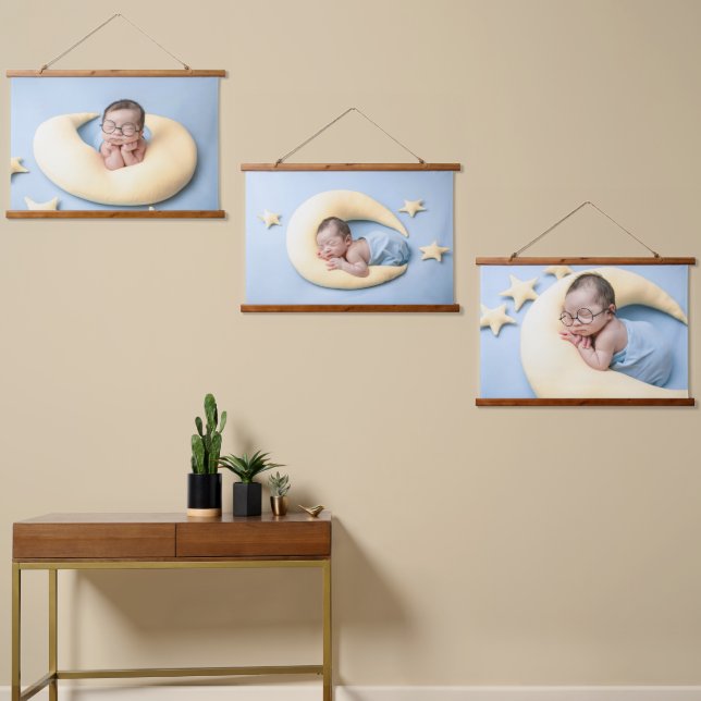 Add Your Three Photo Personalised Hanging Tapestry (Asymmetrical)