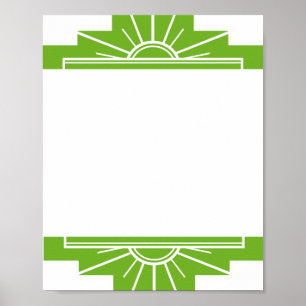 Add Your Touch to Art Deco Sunburst White and Lime Poster