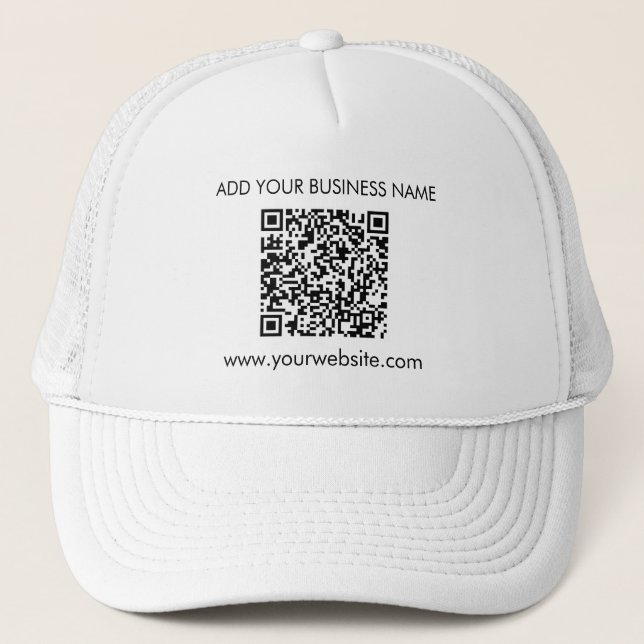 Add Your Website Address QR Code Business Trucker Hat (Front)