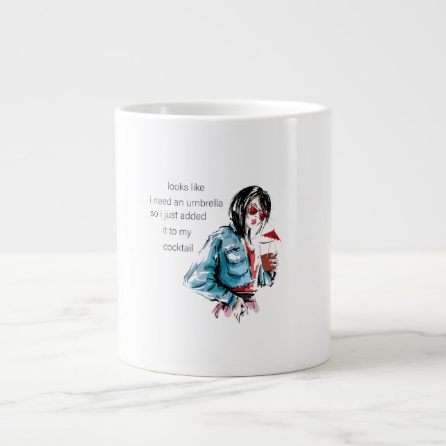 Added Umbrella candy jar Large Coffee Mug (Front)