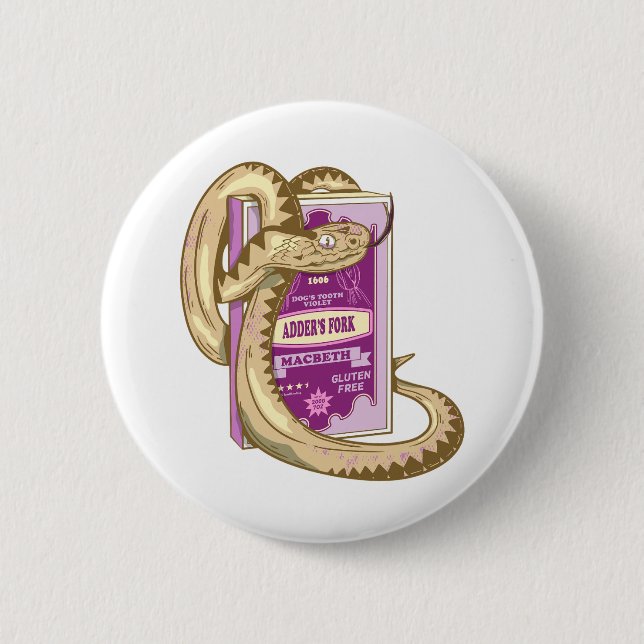 ADDERS FORK Witches Spell Shakespeare 6 Cm Round Badge (Front)