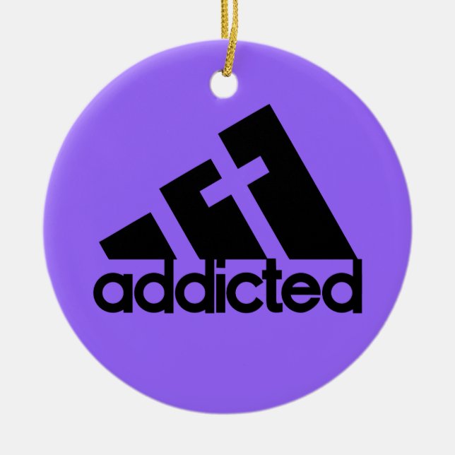 Addicted Black Ceramic Tree Decoration (Front)