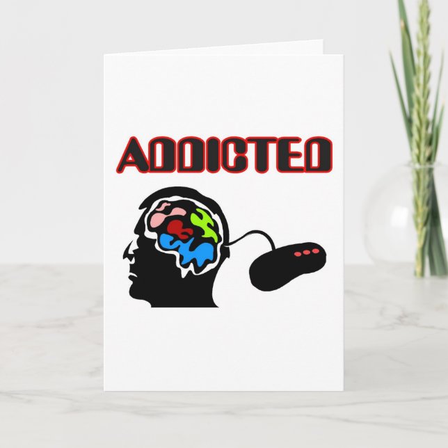 Addicted-Gamer Brain Plug In Holiday Card (Front)
