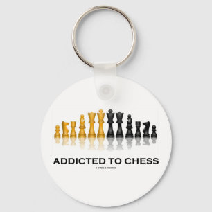 Addicted to Chess (Chess Humour Chess Set) Key Ring