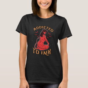 Addicted To Ink Hail Satan Devil Girl Tattoo T-Shirt