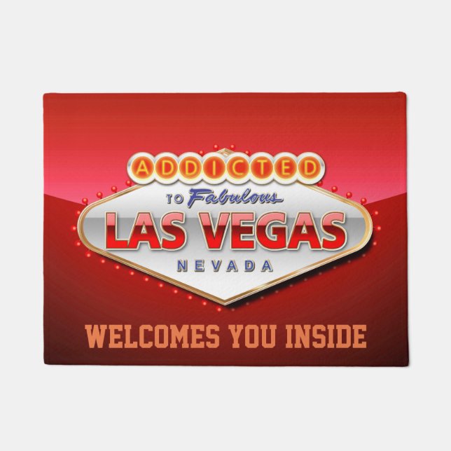 Addicted to Las Vegas, Nevada Funny Sign Doormat (Front)