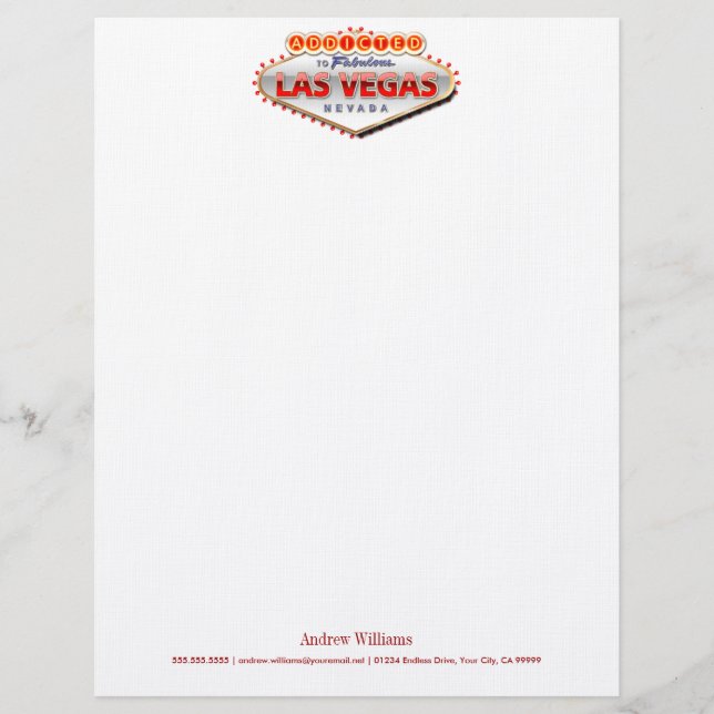 Addicted to Las Vegas, Nevada Funny Sign Letterhead Design (Front)
