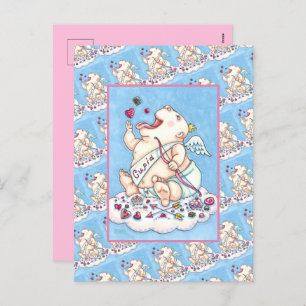 ADDICTED TO LOVE FUNNY BABY CUPID, CHOCOLATE CANDY HOLIDAY POSTCARD