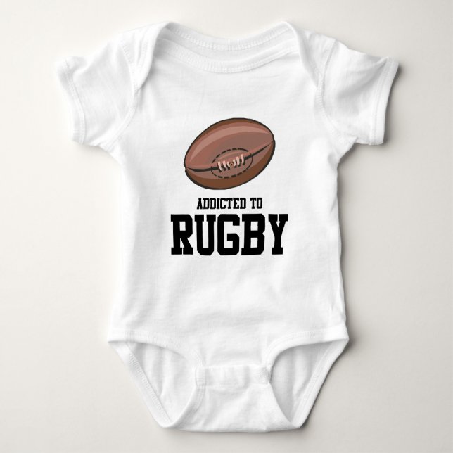 Addicted To Rugby Baby Bodysuit (Front)
