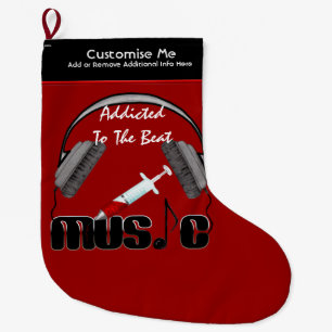 Addicted To The Beat Large Christmas Stocking