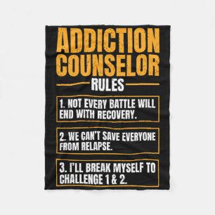 Addiction Counsellor Rules Mental Health Substance Fleece Blanket