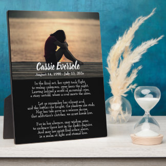 Addiction Poem Memorial with Photo Dark Tabletop Plaque