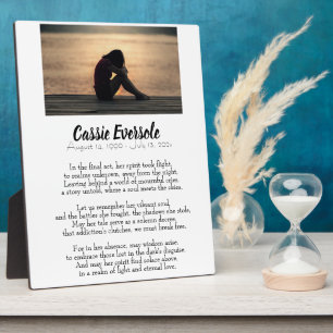 Addiction Poem Memorial with Photo Tabletop Plaque