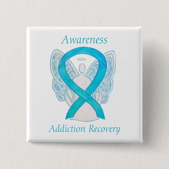 Addiction Recovery Awareness Ribbon Angel Pin (Front)