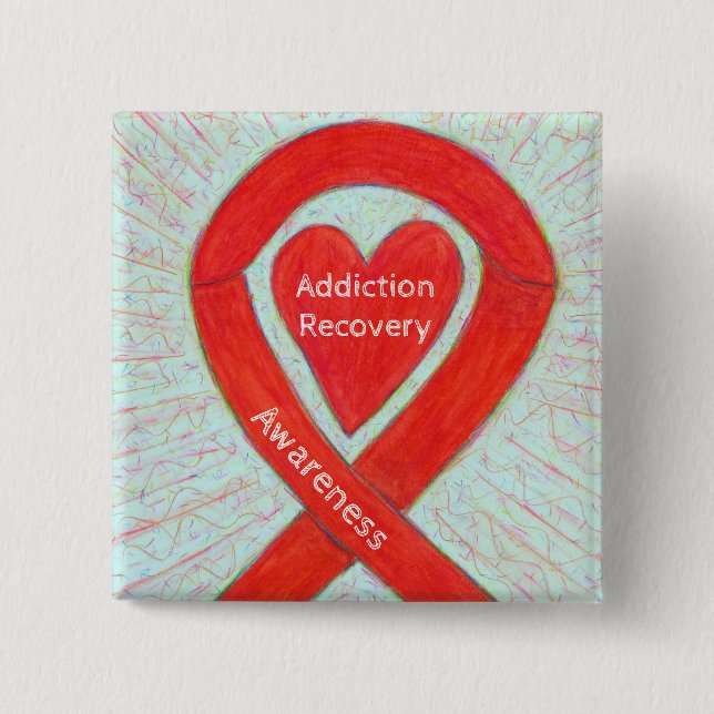 Addiction Recovery Awareness Ribbon Custom Pin (Front)