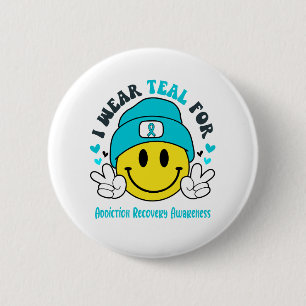 Addiction Recovery Awareness Ribbon Support Gifts 6 Cm Round Badge