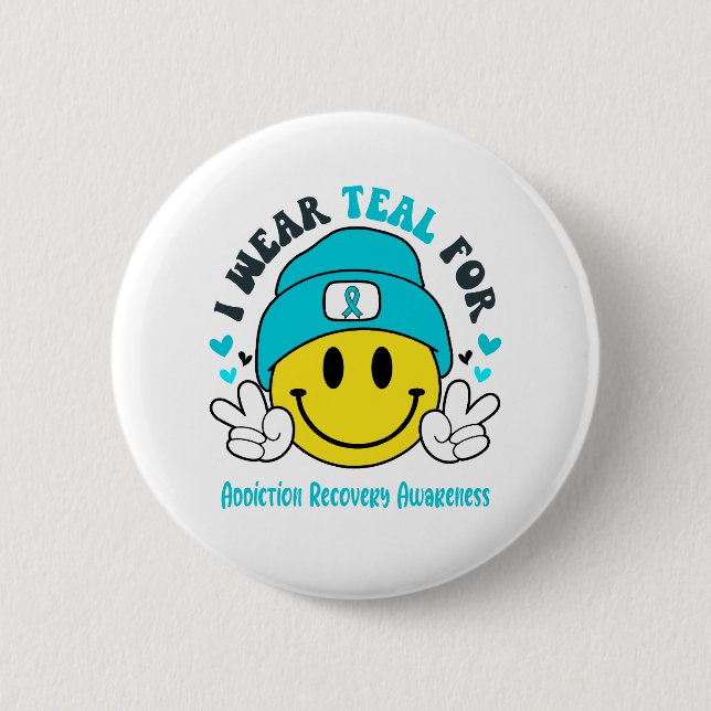 Addiction Recovery Awareness Ribbon Support Gifts 6 Cm Round Badge (Front)