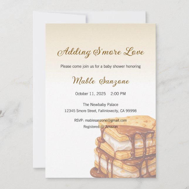 Adding S'more Love Invitation, Baby Shower Invitation (Front)