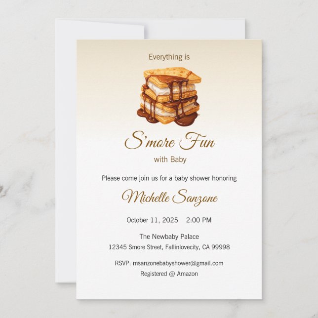 Adding S'more Love Invitation, Baby Shower Invitation (Front)