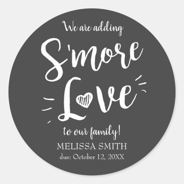 Adding Smore Love S'mores Baby Shower Classic Round Sticker (Front)