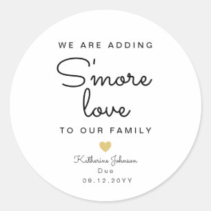 Adding S'more Love To Our Family Baby Shower favou Classic Round Sticker