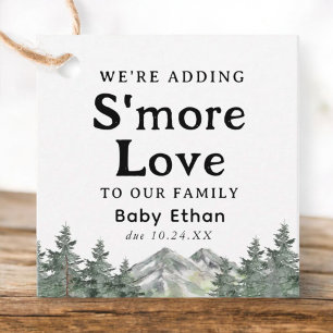 Adding S'more Love Woodland Mountain Baby Shower Favour Tags