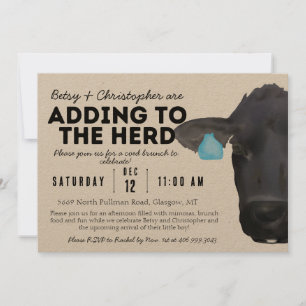 Adding to the Herd! Cow Ranch Farm Baby Shower Invitation