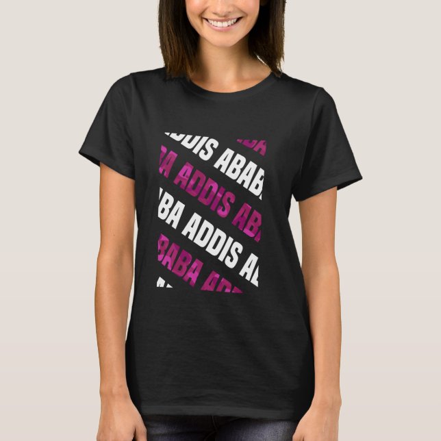 Addis Ababa Camo Pattern Pink Camouflage T-Shirt (Front)