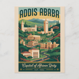 Addis Ababa Ethiopia Retro Travel Poster Art Postcard
