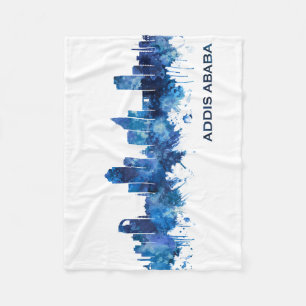 Addis Ababa Ethiopia skyline Blue Fleece Blanket