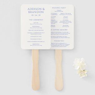 Addison Blue Classic Elegant Wedding Program Hand Fan