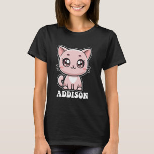 Addison Cute Kitty Cat Design for Girls Name Addis T-Shirt