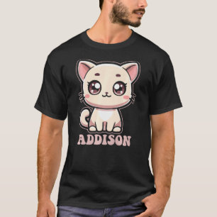Addison Cute Kitty Cat Design for Girls Name Addis T-Shirt