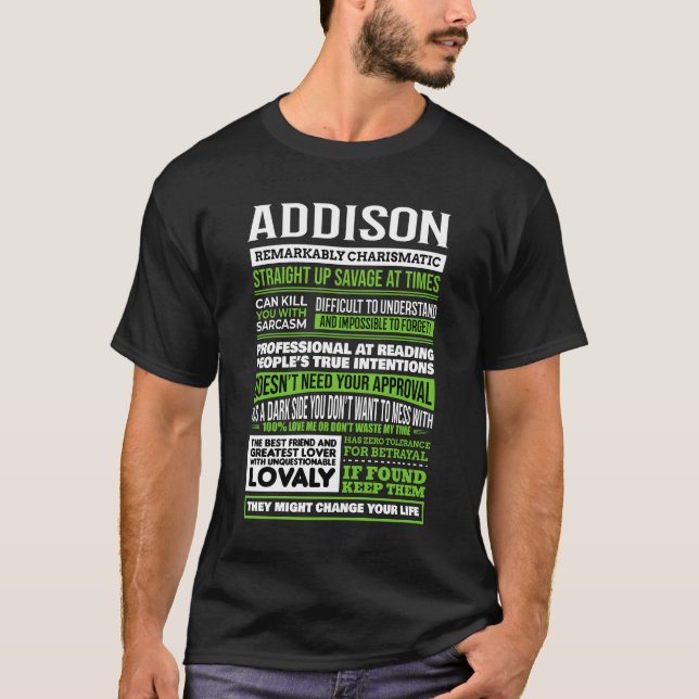 Addison Girl Name Definition T-Shirt (Front)