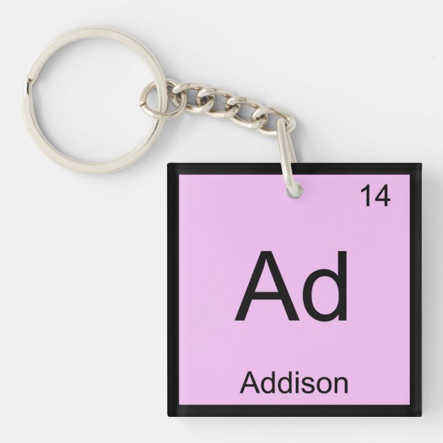 Addison Name Chemistry Element Periodic Table Key Ring (Front)