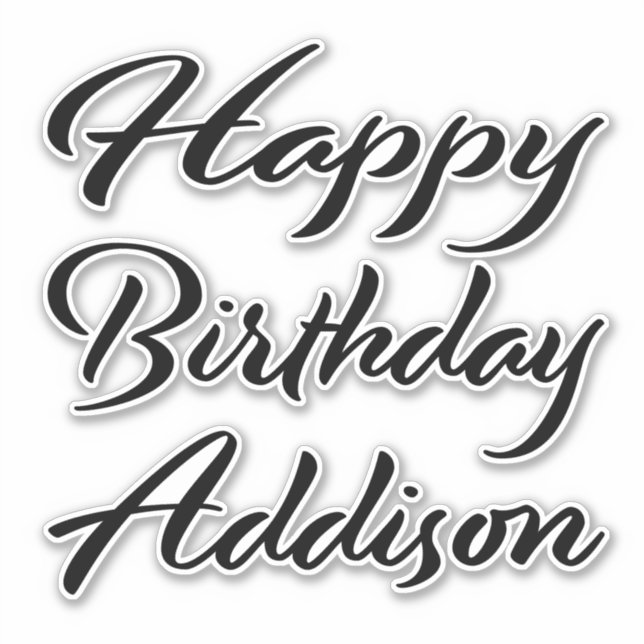 Addison name first name black Sticker birthday (Front)