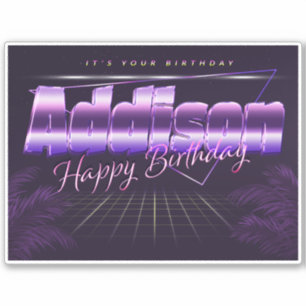 Addison Name First name lila retro Sticker Birthda