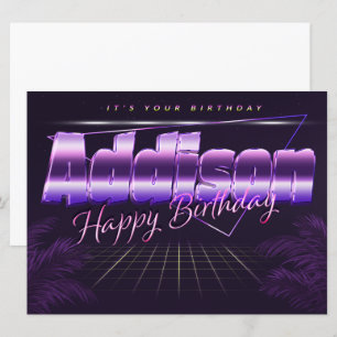 Addison Name Vorname lila retro Karte Geburtstag Card