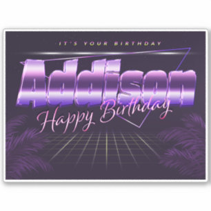 Addison Name Vorname lila retro Sticker Geburtstag