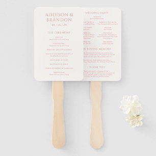 Addison Pink Classic Elegant Wedding Program Hand Fan